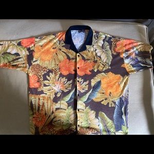 ASOS Dope Floral Cat Print Oversized Button Down